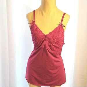 Avenue Body Camisole Curvy PLUS 18 20 Top Lace Trim DARK PINK Babydoll Coquette